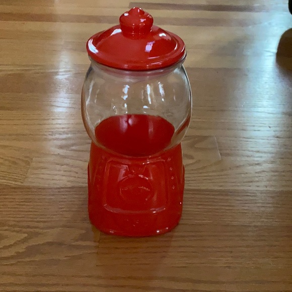 Red 9" High Glass Jar w/ lid Target Glass gumball canister NEW Cookie Machine - Picture 1 of 3